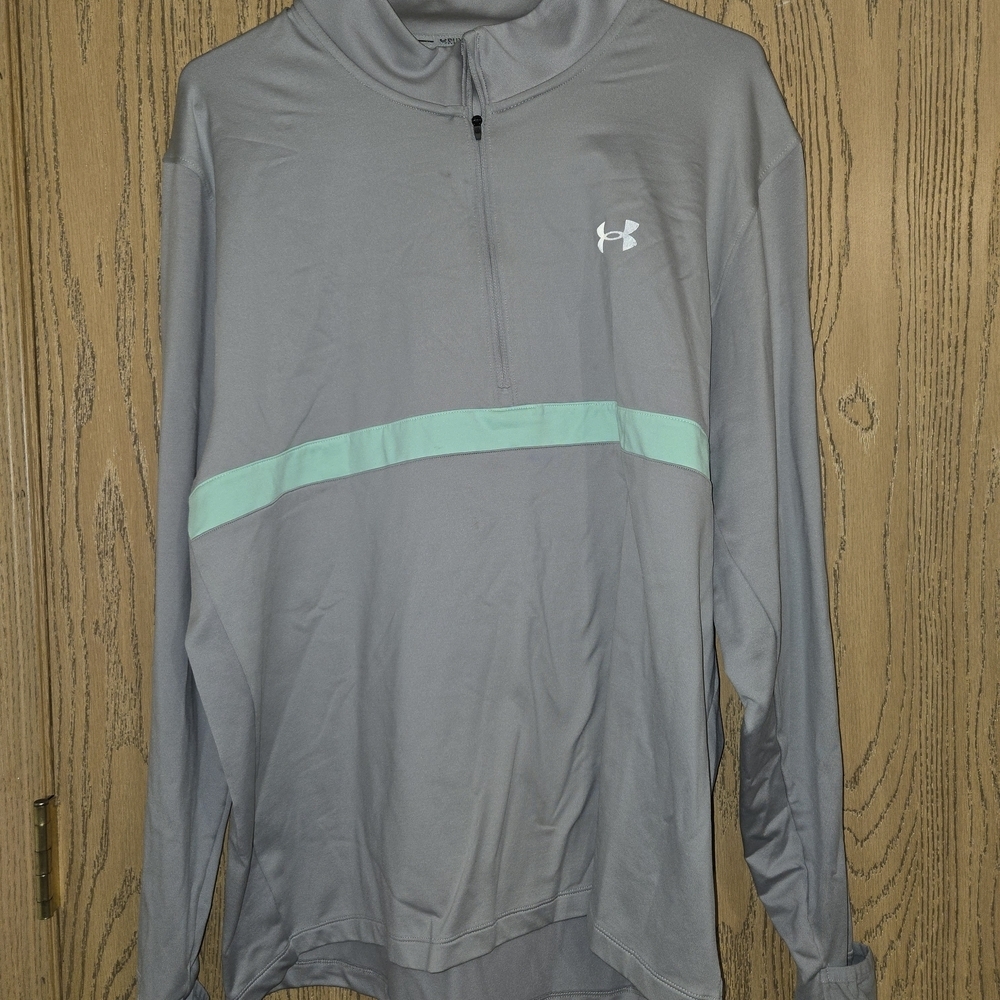 Under Armour Men's Gray Running Jacket with Mint Stripe